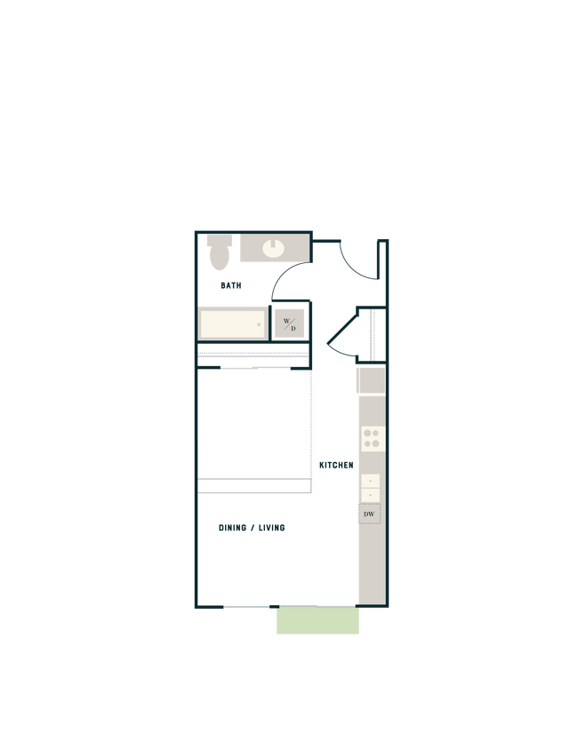 Studio, 1 Bath - West Apt C West-442 floor plan